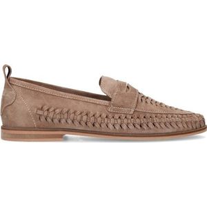 Sacha - Heren - maat 45 - Taupe suède gevlochten loafers