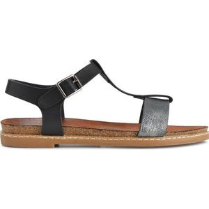 PS Poelman - Lizzy - Sandalen - Zwart met Zilver Metallic Snake Print