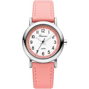 Garonne - KV20Q467 - Kinderhorloge - Zilverkleurig-Roze - Metaal-Kunstleer