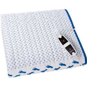 Inventum HN1312V - Elektrische onderdeken - Aparte voetenzone - 1 persoons - 150 x 80 cm - Fleece/Katoen - Wit/Blauw