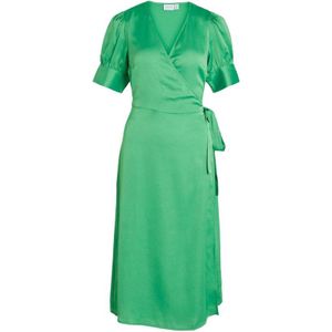 Vila - Maat 44 - Jurk Vinaria S/s Wrap Midi Dress/dc/su 14083215 Green Bee Dames