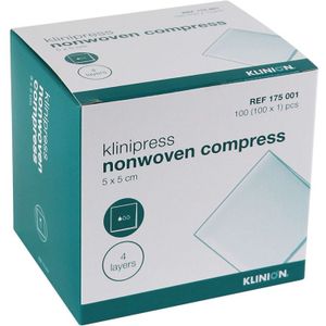 Klinion Non Woven Kompres Steriel 5 x 5 cm (100 stuks)