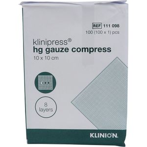 Klinipress HG gaas kompres niet steriel 10 x 10 cm (8 lagen)