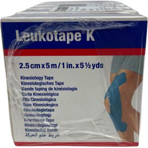 Leukotape Elastisch Kleefverband Blauw 2,5cm x 5m, 1 stuks