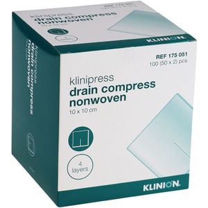 Klinipress Nonwoven Drainkompres  splitkompres 10X10CM 4 lagen steriel 175051 100st