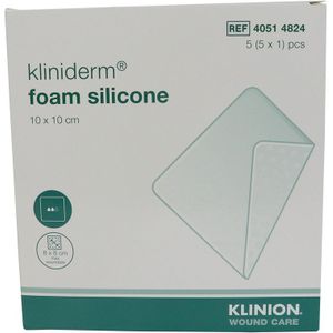 Kliniderm foam silicone absorberend schuimverband, 10x10cm 5 stuks (40514824)