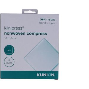 Klinion non-woven kompres, steriel, 10 x 10 cm, 10 stuks