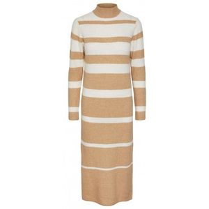 Pieces Sesilje Ls T-neck Knit Dress Birch Stripes Noad | Beige | Maat: M