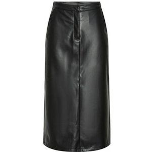 Pieces Pcneeth Hw Pu Midi Skirt Black ZWART XS