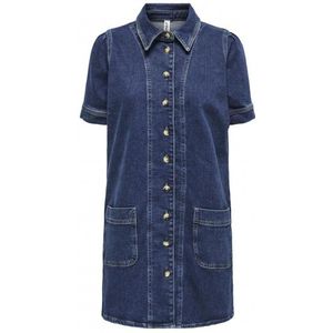 Only Onlcapri S/S But Pocket Dress Dark Blue Denim BLAUW XL