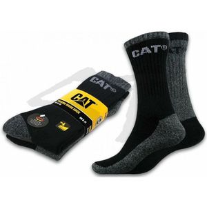Cat. Thermo Work Socks 2pack | Zwart Donkergrijs | Maat: 46/50