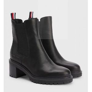 Tommy Hilfiger Dames Outdoor Chelsea Mid Heel Boot Black ZWART 37