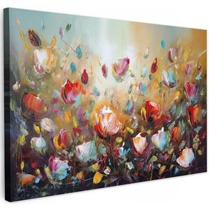 MuchoWow Canvas Schilderij Flowerfield 120x80 cm