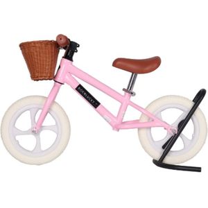 Born Lucky Loopfiets / Balance Bike Verstelbaar Zadel & Mand - Pink
