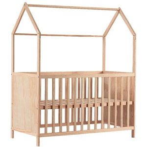 Cabino Babybed / Ledikant Huisje Sterre met verstelbare bodem 60x120 cm - Naturel