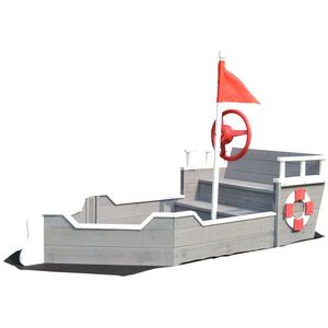 Rijoka Houten Zandbak Schip - Inclusief Grondzeil - Zitbank met Opbergvak - Boot Speeltoestel - 1530 x 778 x 880mm