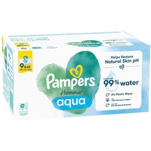 Pampers Harmonie Aqua Pf Wipes 9X48Ct - 1+1 Gratis