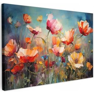 MuchoWow Canvas Schilderij Bloemen Watercolor Kunst 60x40 cm