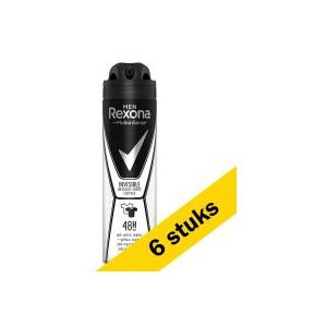 6x Rexona deodorant spray Invisible Black & White for men (150 ml)