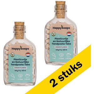 HappySoaps Tandpasta Tabs | Mighty mint | Zonder fluoride (2 flessen - 124 tabs)