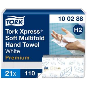 Handdoek tork h2 premium multifold wit 100288s-sDoos a 21 pak