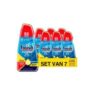 Finish Power Gel Lemon Vaatwasmiddel 600 ml (7 flessen - 210 vaatwasbeurten)