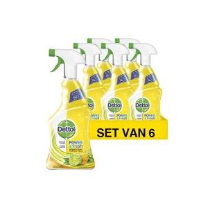 6x Dettol allesreiniger Power & Fresh citroen spray (500 ml)