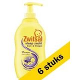 6x Zwitsal Slaap Zacht bad- en wasgel lavendel (400 ml)