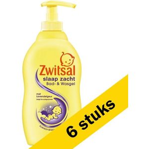 6x Zwitsal Slaap Zacht bad- en wasgel lavendel (400 ml)