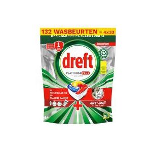 Dreft All-in-One Platinum Plus vaatwastabletten Lemon (4 zakken - 132 vaatwasbeurten)