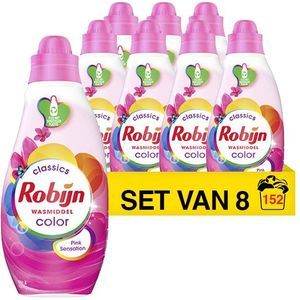 Aanbieding: Robijn Klein & Krachtig vloeibaar wasmiddel Color Pink Sensation 665 ml (8 flessen - 152 wasbeurten)
