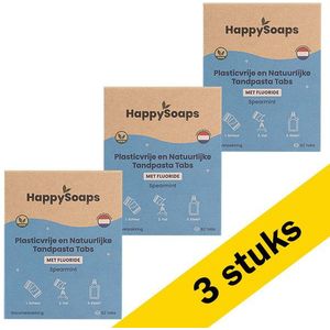 HappySoaps Tandpasta Tabs | Navulling | Spearmint | Met fluoride (3 stuks - 186 tabs)