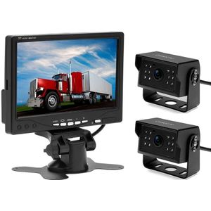 A1510 7 inch HD Car 12 IR Night Vision Rear View Backup Dual Camera Rearview Monitor  with 15m Cable