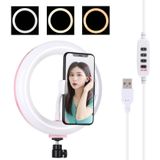 PULUZ 7.9 inch 20cm USB 3 Modes Dimmable Dual Color Temperature LED Curved Light Ring Vlogging Selfie Photography Video Lights with Phone Clamp(Pink)