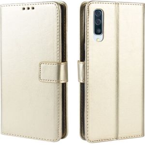 Retro Crazy Horse Texture Horizontal Flip Leather Case for Galaxy A70  with Holder & Card Slots & Photo Frame (Gold)