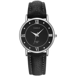 YAZOLE 279 Business Casual Analog Quartz Couple Watch(Black Tray Black Belt Small)