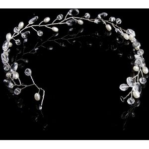 Fashion Leaves Bridal Hair Accessories Handmade Crystal Hair Jewelry Wedding Headband Headpiece for Women(Silver)