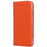 Litchi Texture Horizontal Flip Top Layer Cowhide Leather Case with Holder & Card Slots & Wallet & Strap & Wire Winder For iPhone 6 Plus & 6s Plus(Orange)