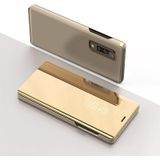 For Galaxy A70e Plated Mirror Horizontal Flip Leather Case with Holder(Gold)