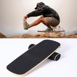 Surfing Ski Balance Board Roller Wooden Yoga Board  Specification: 03B Black Sand