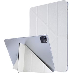 Silk Texture Horizontal Deformation Flip Leather Case with Three-folding Holder For iPad Air (2020) 10.9(White)
