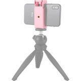 PULUZ Selfie Sticks Tripod Mount Phone Clamp with 1/4 inch Screw Holes & Cold Shoe Base(Pink)