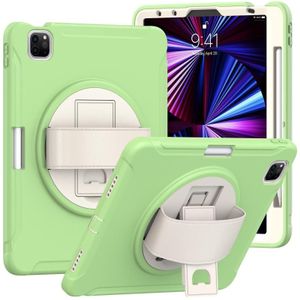 360 Degree Rotation PC + TPU Protective Case with Holder & Hand-strap For iPad Air 4 10.9 / Pro 11 2021/2020/2018(Matcha Green)