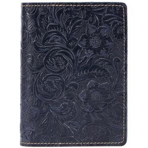 K018 Vintage Leather Passport Holder(Embossed Blue)