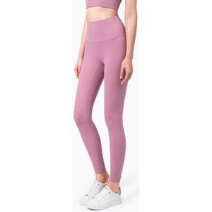 High Waist Anti Flanging Yoga Pants No Embarrassment One Piece Hip Lifting Peach Pants (Color:Pink taupe Size:M)