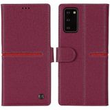 Voor Samsung Galaxy Note 20 GEBEI Top-grain Leather Horizontale Flip Beschermhoes met Holder & Card Slots & Wallet & Photo Frame (Wine Red)