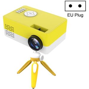 J15 1920 x 1080P HD Household Mini LED Projector with Tripod Mount Support AV / HDMI x 1 / USB x1 / TF x 1  Plug Type:EU Plug(Yellow White)