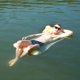 PVC Inflatable Hammock Adult Swimming Floating Row  Size: 120 x 70cm(Yellow Stripe)