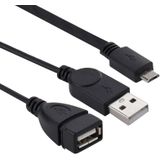 Micro USB to USB 2.0 Male & USB 2.0 Female Host OTG Converter Adapter Cable  Length: About 30cm(Black)