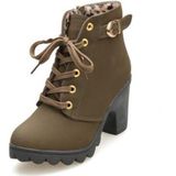 Fashion Square High Heels Solid Color Sneakers Women Snow Boots  Shoe Size:39(Green)